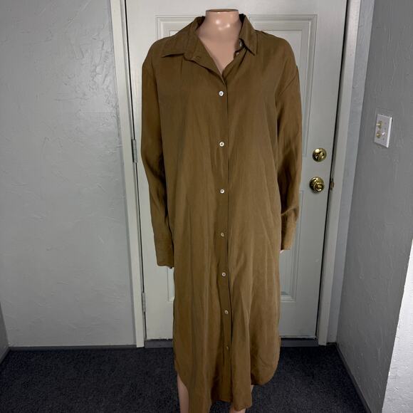 Weekday Women's Conform Cupro Long Shirt Small Button Long Sleeve Career B3-18 - Picture 1 of 8